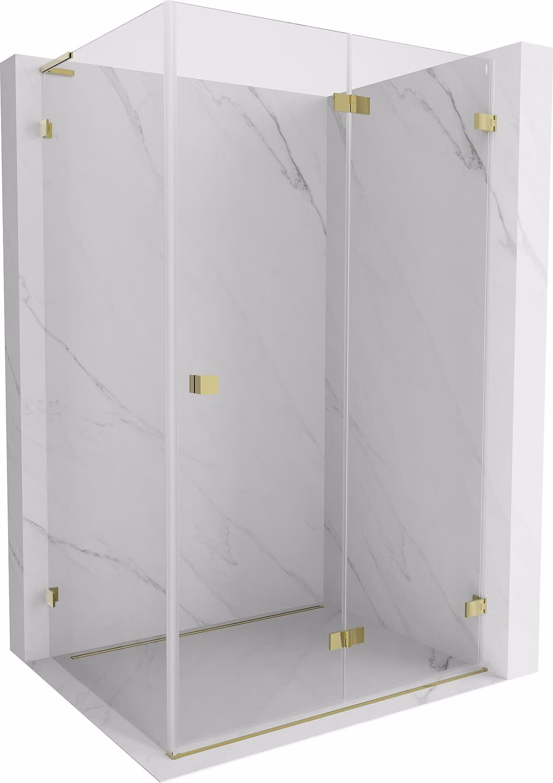 Mexen Lunar-F L cabina doccia pieghevole destra 90 x 80 cm, trasparente, oro - 836L-090-080-50-00-P