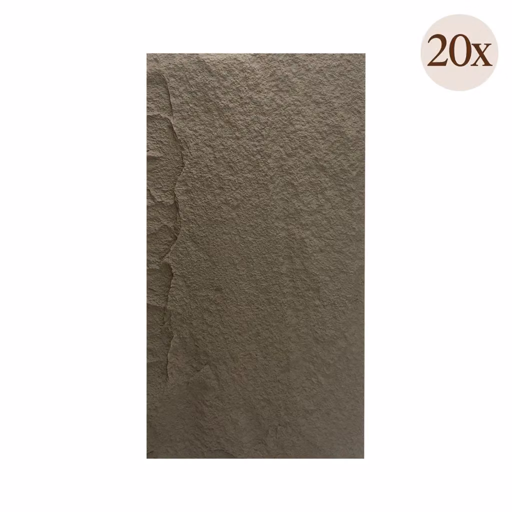 Set da 20 pannelli decorativi Roncade DMORA in PVC, colore grigio marrone, L: 60 cm, P: 3 cm – 2