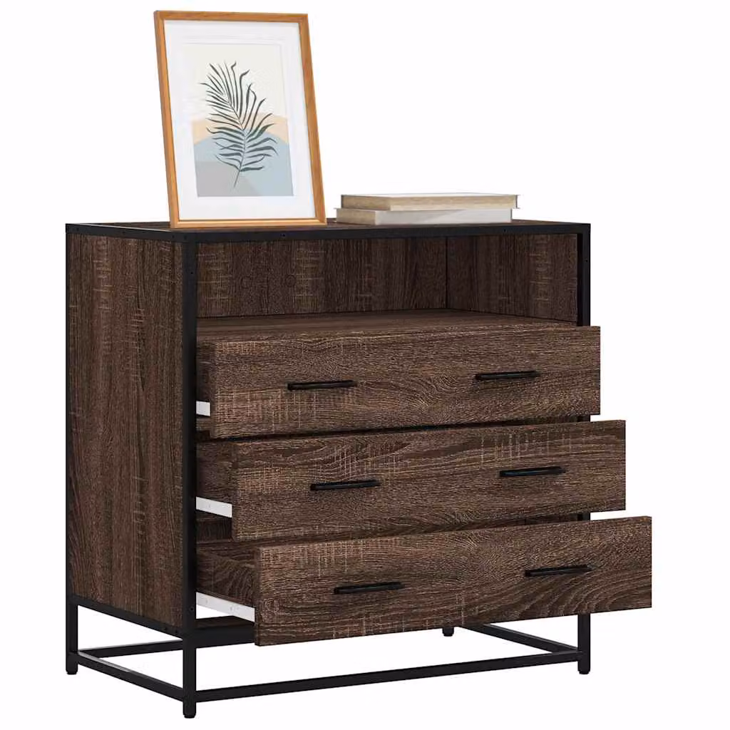 Cassettiera vidaXL in stile industriale in legno e metallo, colore marrone, L 70 cm x P 41 cm x H 70 cm