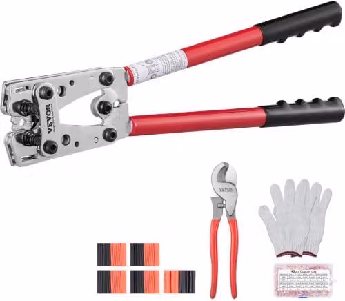 Pinza Crimpatrice VEVOR in Acciaio con Tagliacavo per Terminali Batteria in Rame e Alluminio, 6 Dimensioni da 6 a 50 mm², Colore Rosso