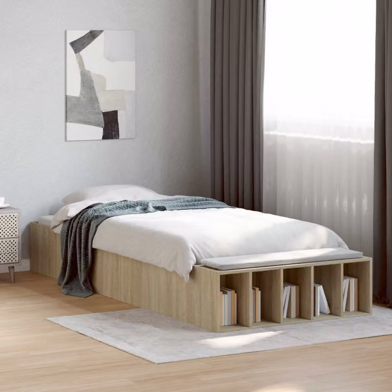 vidaXL Telaio del letto con contenitore Rovere Sonoma, L 200 x P 80 cm