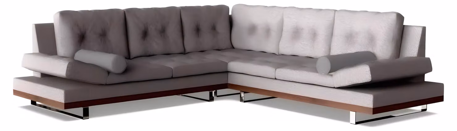 Modernes weißes Stoff-Ecksofa mit Holzrahmen