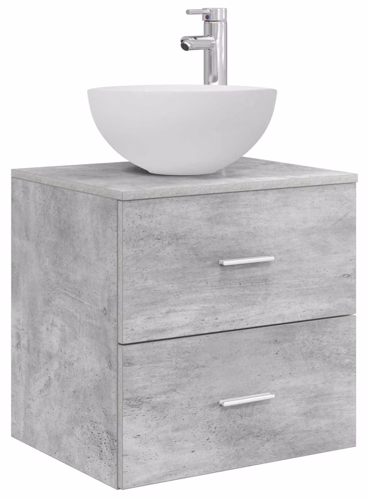 Mobiletto con Lavabo a Parete Grigio Cemento 49,5 x 35 x 63 cm