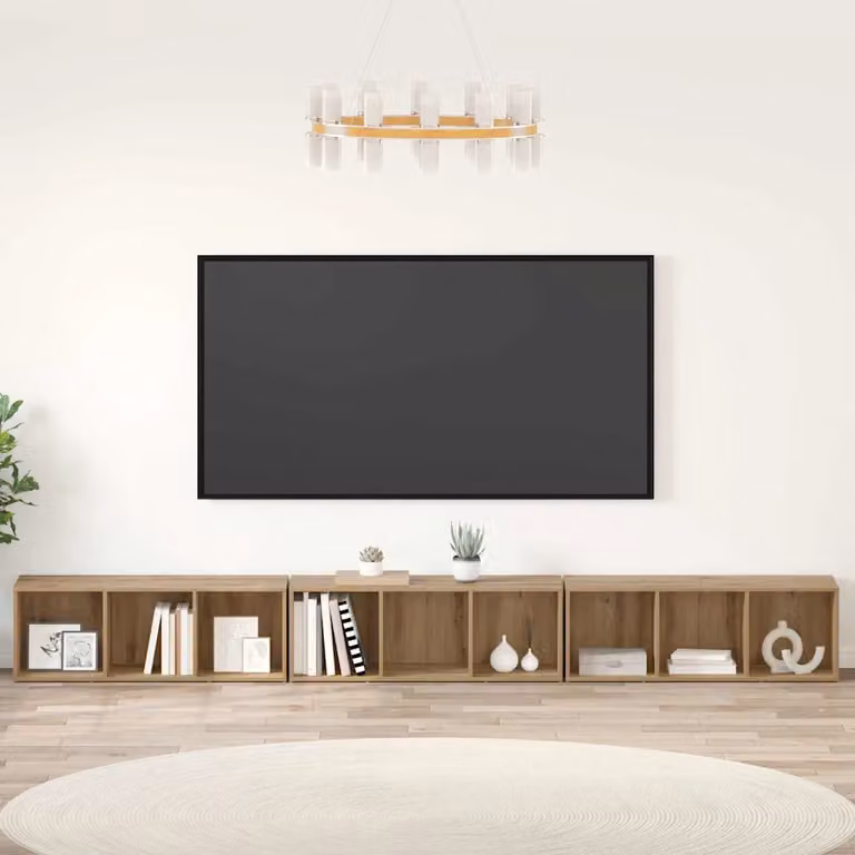 Set mobile TV 3 pezzi vidaXL in legno rovere artigianale marrone L/P/H: 37 x 35 x 107 cm