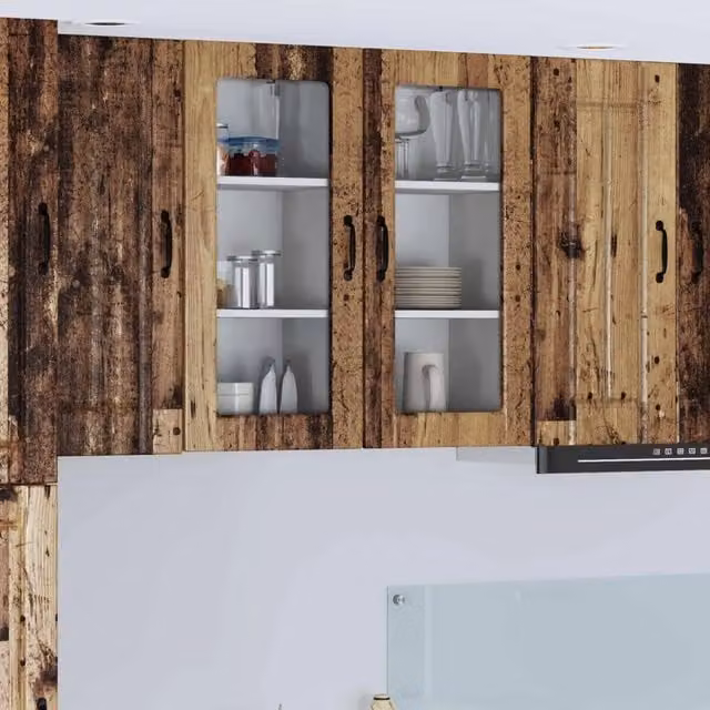 Set di 2 pensili da cucina vidaXL in legno marrone con ante scorrevoli, L/P/H: 40 x 31 x 80 cm – 1