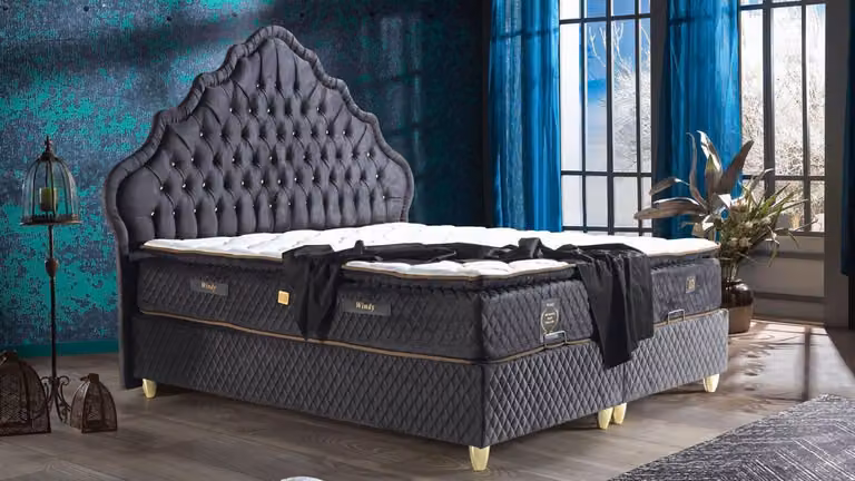 Bett Design Betten Luxus Schwarz Polster Schlafzimmer Möbel Chesterfield