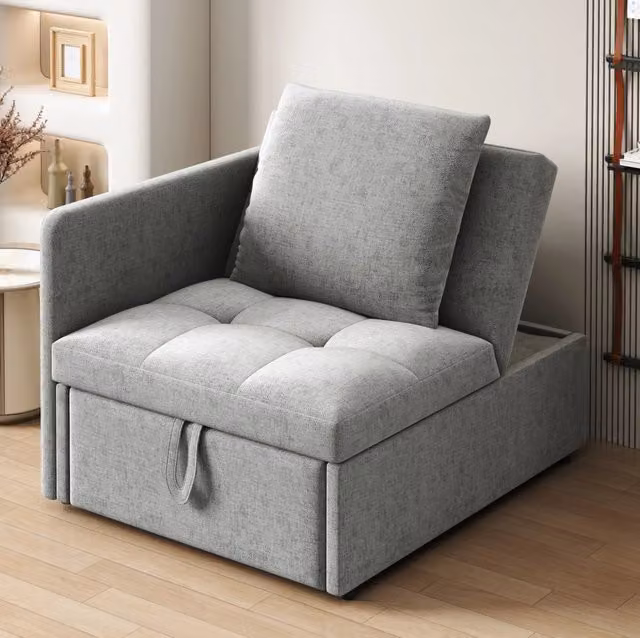 Divano letto singolo ULEVR 3 in 1 177x68x65 cm con schienale regolabile in 5 posizioni, grigio
