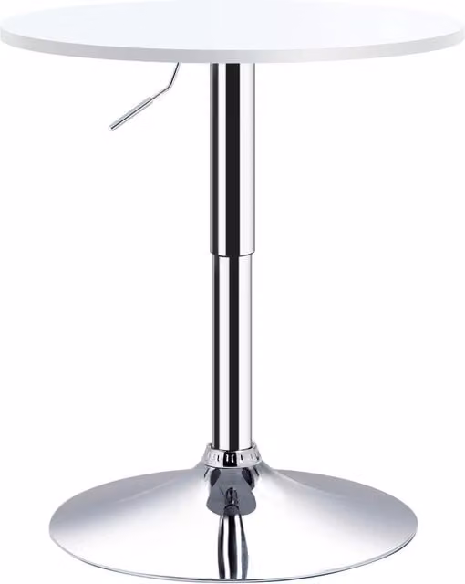 Tavolo da bar regolabile in altezza ¨C Xylo ¨C piano rotondo ?60 cm bianco base antiscivolo 69-93 cm
