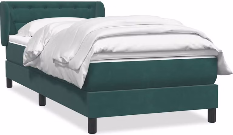 Giroletto a Molle con Materasso Verde Scuro 80x220 cm Velluto