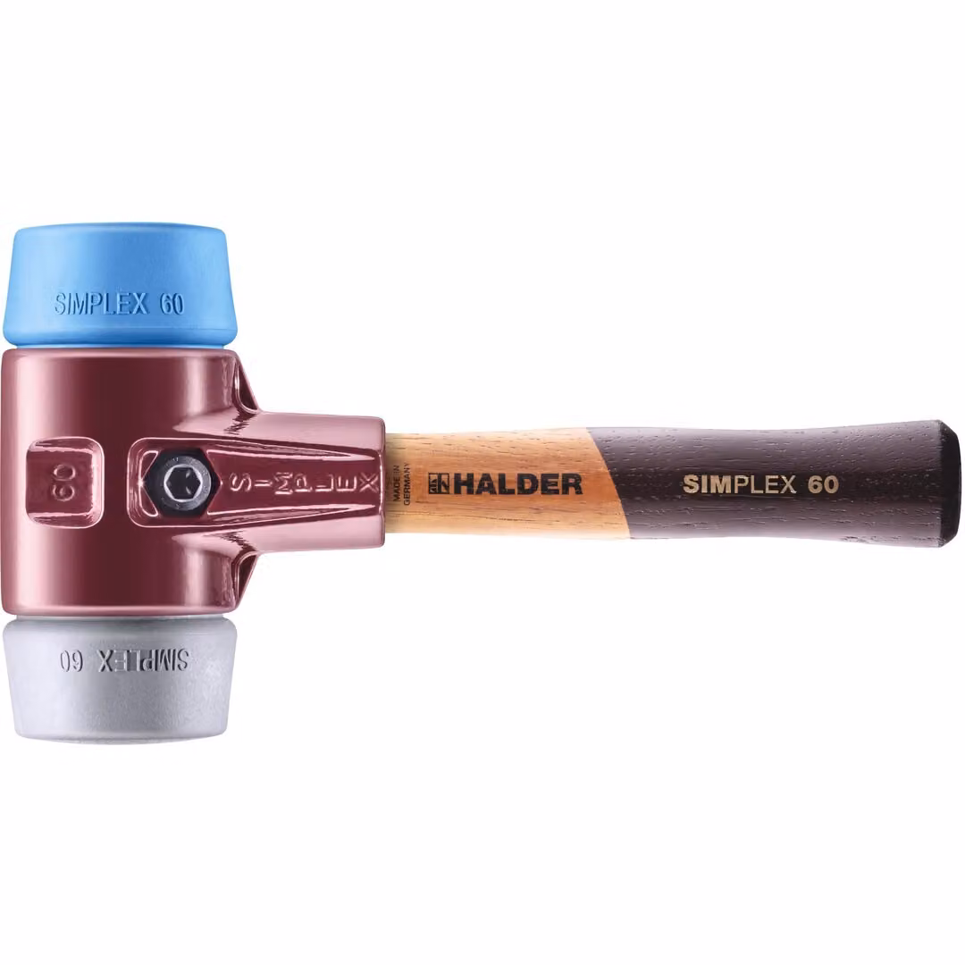 Mazza SIMPLEX soft-face, TPE-soft / TPE-mid; con alloggiamento in ghisa malleabile e manico in legno extra corto di alta qualità | D=60 mm / design del manico=extra corto | 3013.062
