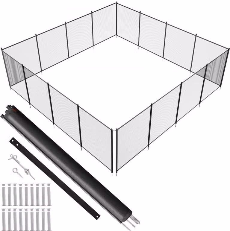 Recinzione per piscina, 1,21 x 14,63 m - Recinzione di sicurezza per bambini rimovibile - Installazione fai da te - Recinzione per piscina - Rete di recinzione per piscina in PVC Teslin da 340 g - Protegge bambini e animali domestici - Semplicemente un di