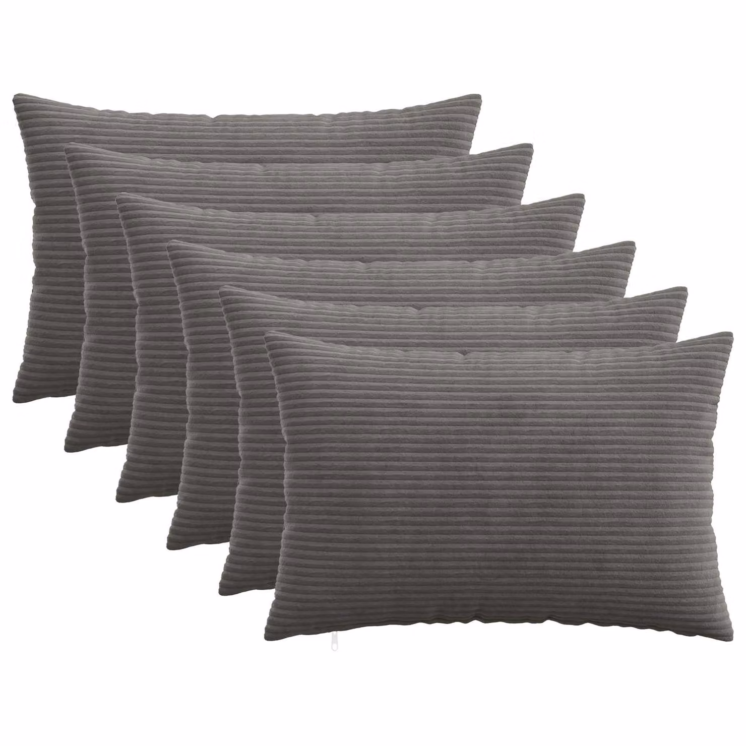 Set di 6 federe vidaXL HEERLEN in velluto a coste, Grigio Scuro, 50 x 75 cm