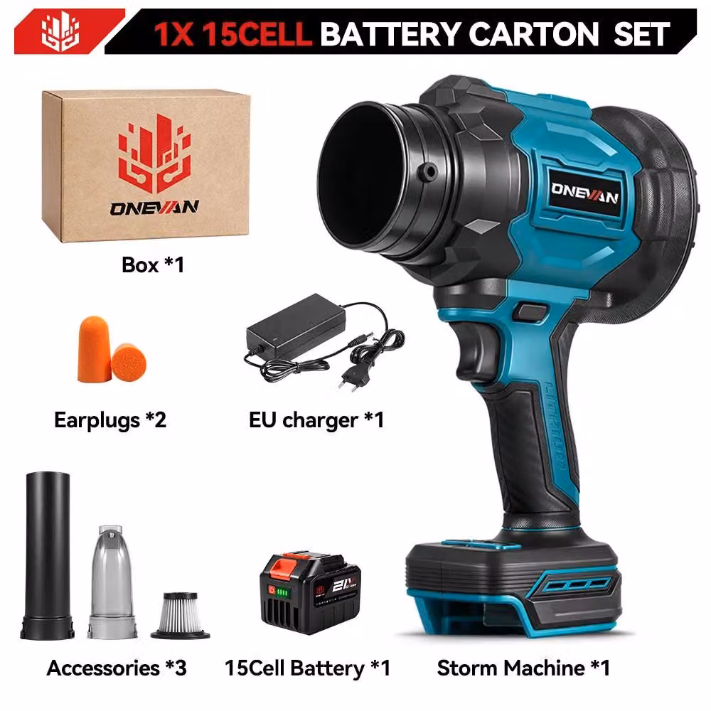 Soffiatore e aspirapolvere turbo - 2-in-1. Soffiatore turbo a batteria - 330.000 giri al minuto - Motore brushless - 3500 W - Alta pressione - 1 batteria di grande capacità