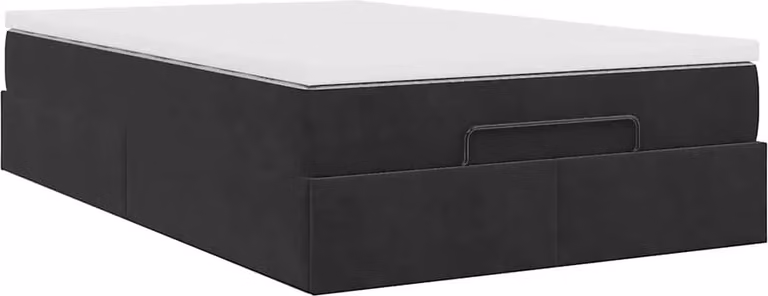 Struttura Letto Pouf con Materasso Nero 120x200 cm Velluto