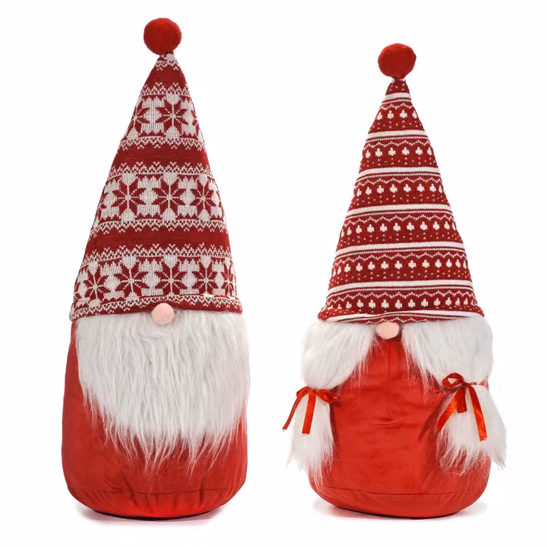 Cuscino decorativo con motivo Gnomo Natalizio Vestiamo Casa, colore rosso, Altezza: 60 cm