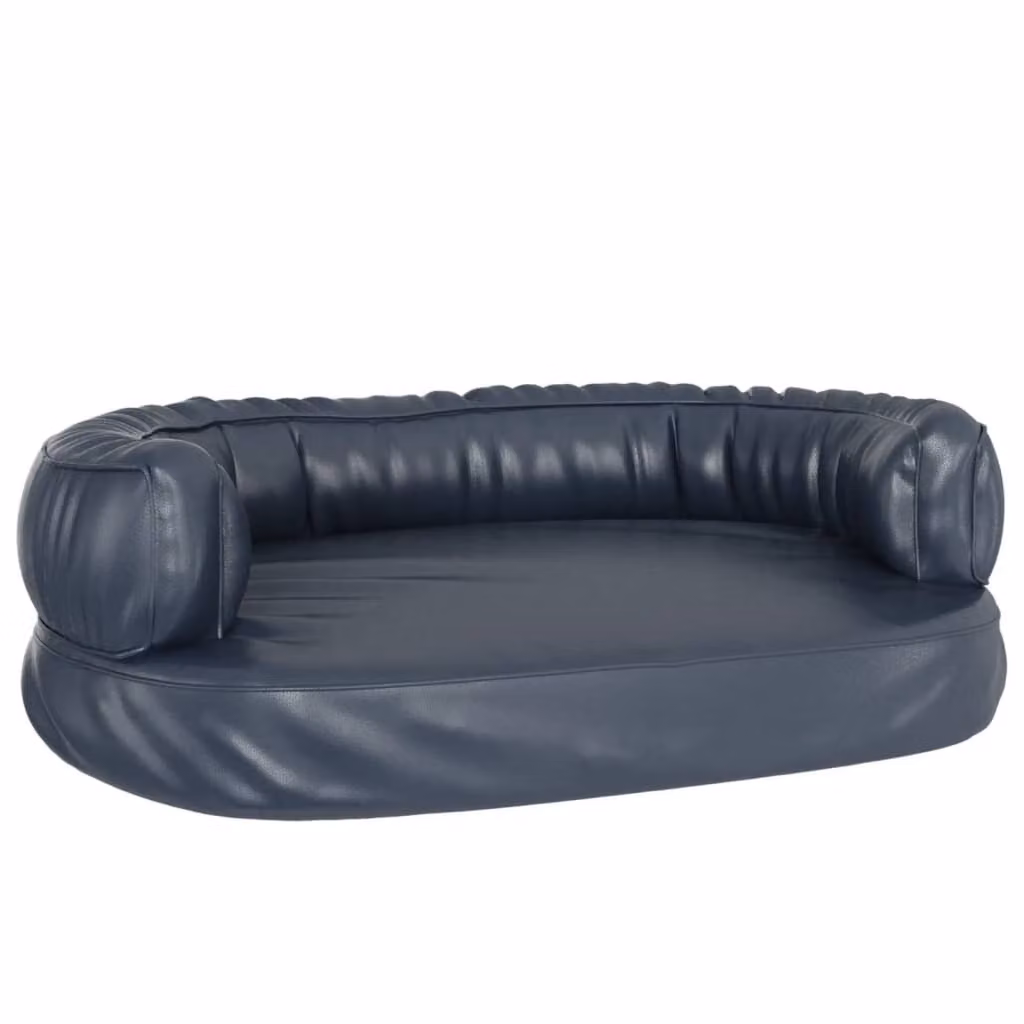 Letto Cani Ergonomico Gommapiuma Blu Scuro 75x53 cm Pelle finta