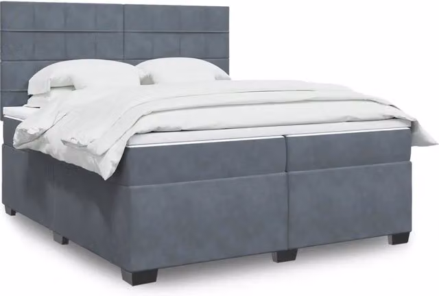 Letto Ibrido vidaXL con Materasso a Molle Insacchettate e Rivestimento in Velluto Grigio e Bianco L/P: 200 x 200 cm