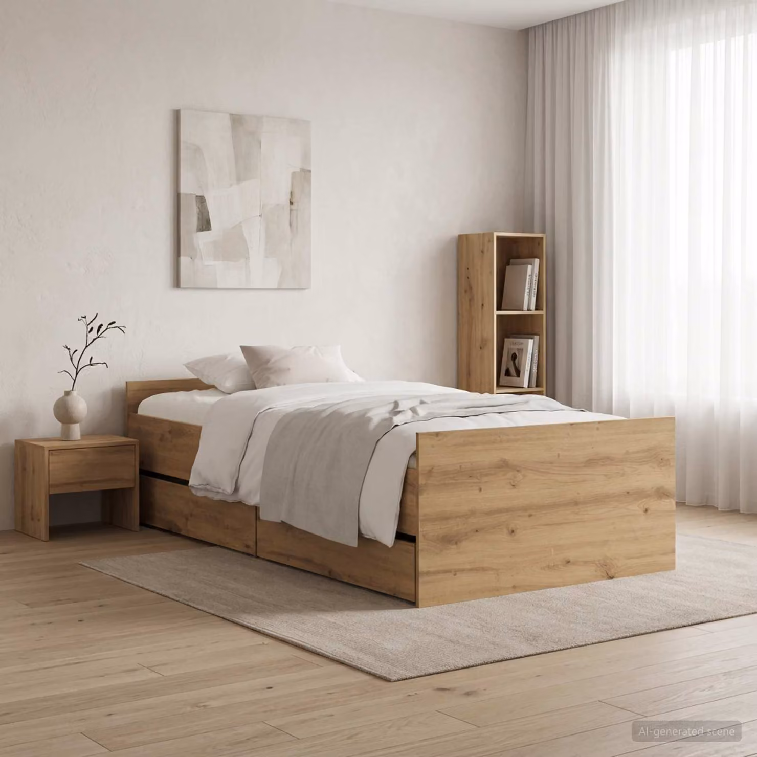 Struttura del letto moderna vidaXL in legno color marrone, L 90 cm x P 200 cm x H 102 cm