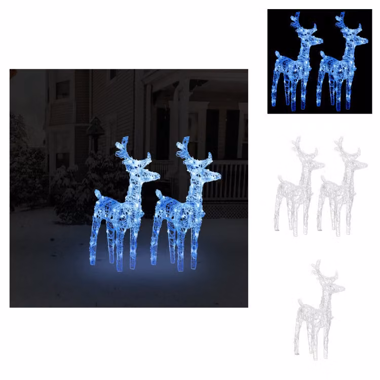 vidaXL LED Renna 2 pz. Blu 80 LED acrilico - Luci di Natale