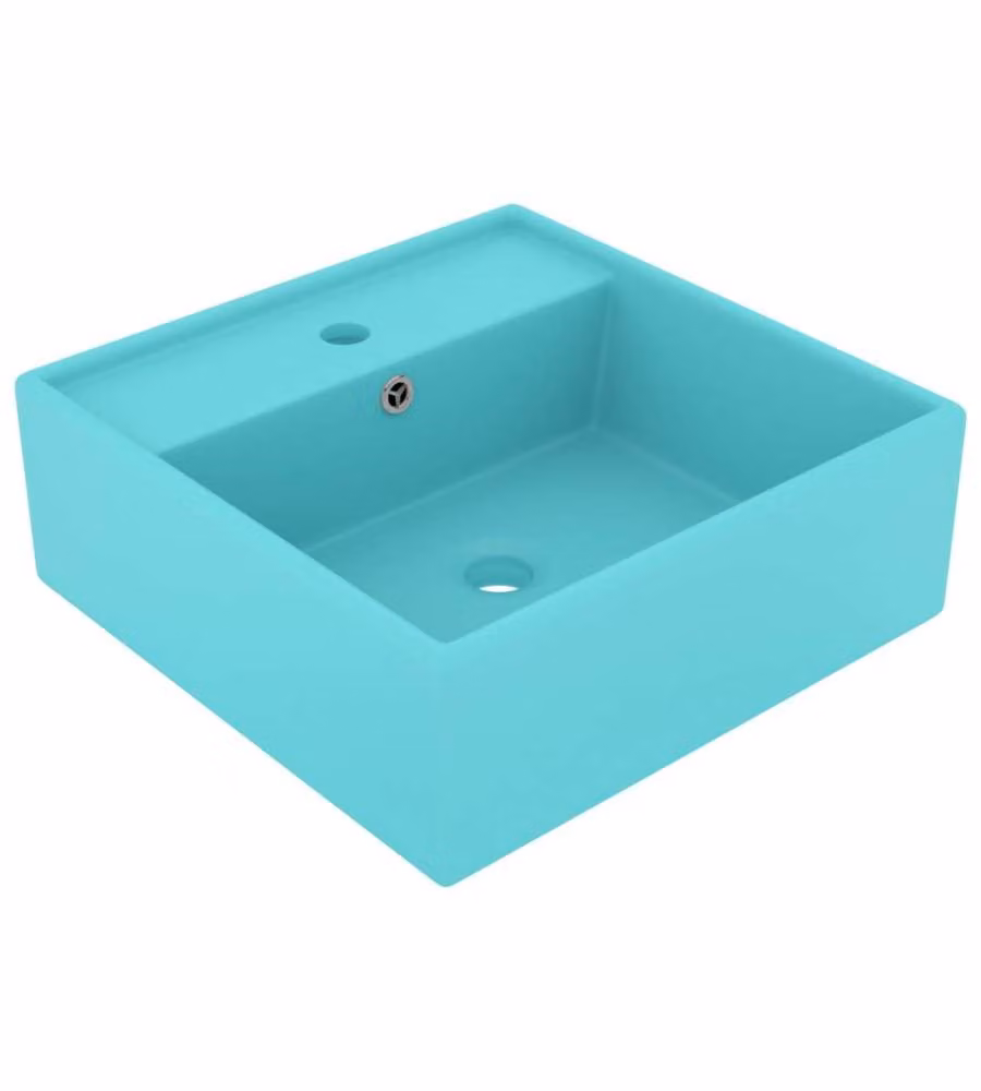 Lavabo Troppopieno Quadrato Verde Chiaro Opaco 41x41cm Ceramica