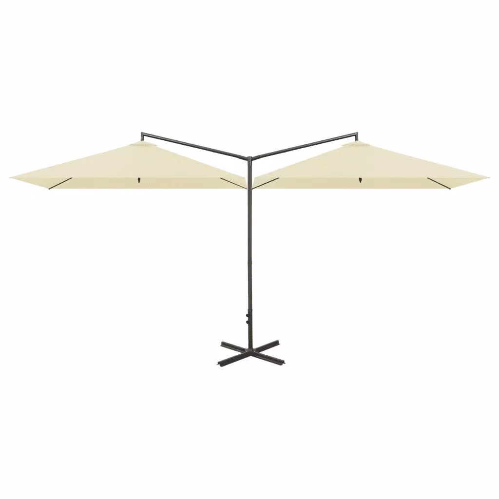 Ombrellone Doppio Cantilever Videx con Palo in Acciaio e Tessuto in Poliestere Colore Sabbia/Beige L: 600 cm, H: 260 cm – 2