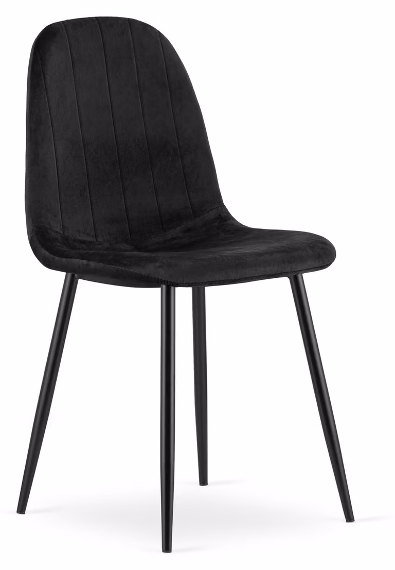 Sedia - Leobert - Padva - Velluto nero/gambe nere - 44,5 x 53 x 87 cm