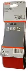 Set di 3 nastri abrasivi Bosch per levigatrice, colore rosso, grana P40, dimensioni 75 x 457 mm