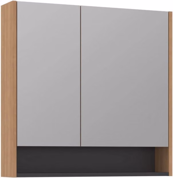 Mobile da bagno con specchio "Ricato 80" - 80 x 16 x 78 cm - Noce