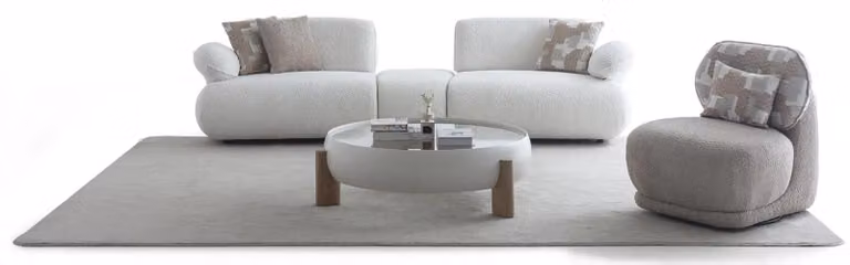 Weiße Couchgarnitur Moderner 4-Sitzer Luxuriöser Stoffsessel