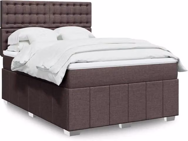 Letto Ibrido Moderno vidaXL con Materasso e Struttura in Tessuto Marrone e Bianco L/P: 140 x 200 cm
