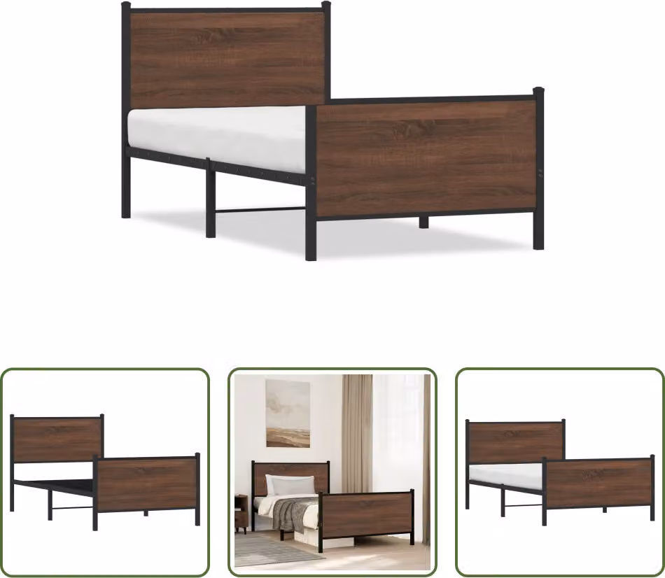 The Living Store Struttura letto con testiera e pediera in metallo 100x200 cm