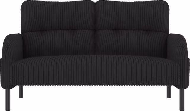 Set di Mobili da Soggiorno Moderno con Divano a 2 Posti, Poltrona e Pouf in Velluto a Coste Nero