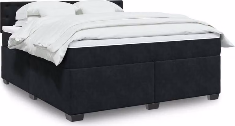 Maison Exclusive - Giroletto a Molle con Materasso Nero 180x200 cm in Velluto