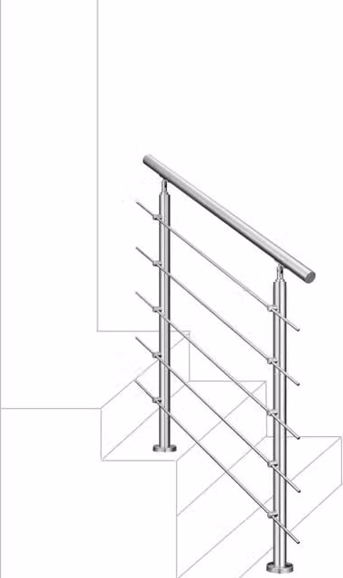 Balaustra Corrimano Ringhiera Aica Italy in Acciaio Inox 304 Spazzolato Argento per Interni ed Esterni, H: 106 cm, L: 80 cm – 1