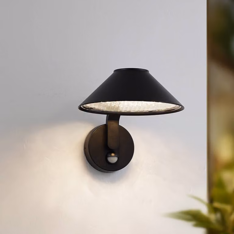 Applique a LED Lindby Capelo, nera, in metallo, con sensore, Ø 20 cm Capelo, Nero, Alluminio, Moderno