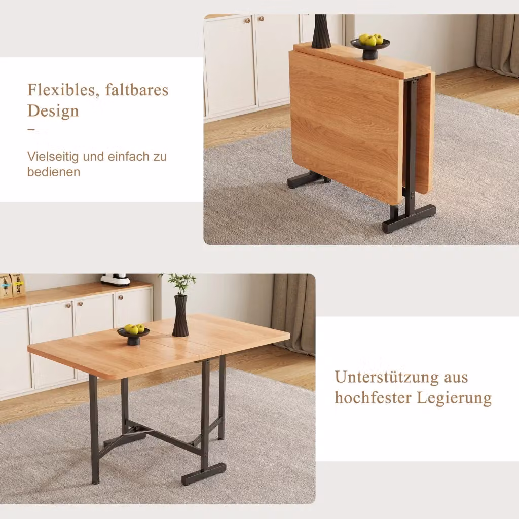 Tavolo da pranzo rettangolare allungabile e pieghevole REDOM in MDF colore bianco rovere – 2