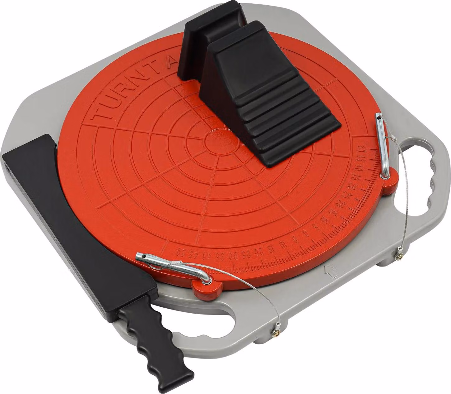 Set di 2 piastre di misurazione assi - Piastre girevoli - Lega di alluminio - Rotazione a 360° - 3 t per piastra - 40×40×5 cm - Scala 0–50° - Da appoggio a terra - Grigio