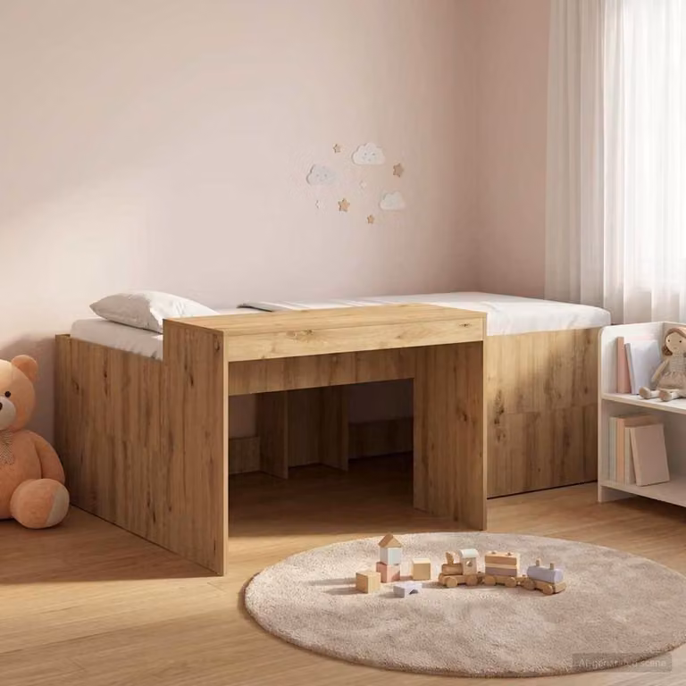 Maison Exclusive - Letto a soppalco con scrivania per bambini in rovere Artisan 75 x 190 cm