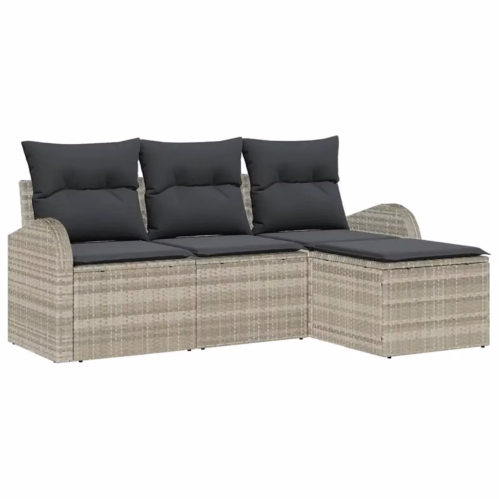 Set Divano da Giardino ad L con Polyrattan e Cuscini vidaXL, Grigio – 2