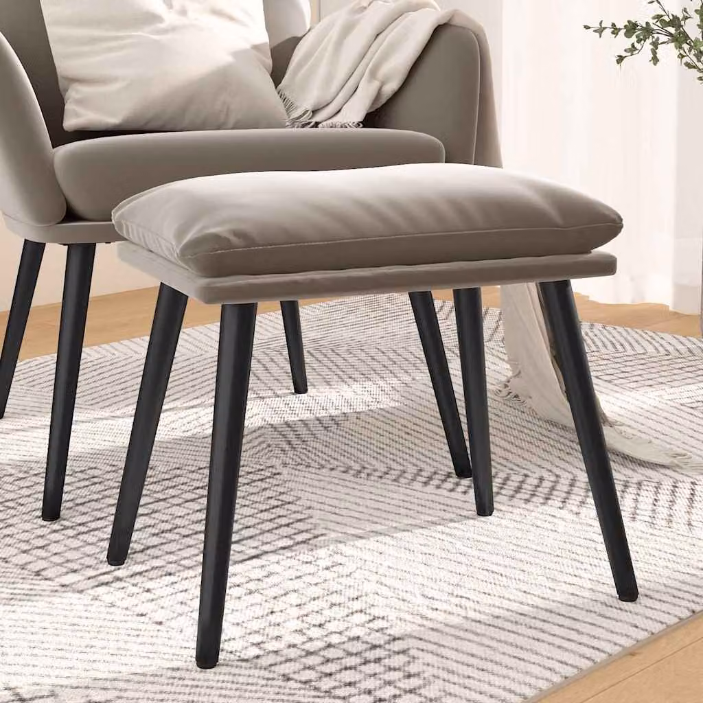 Poggiapiedi vidaXL in velluto grigio con struttura in metallo L: 45 cm, P: 29,5 cm, H: 35 cm
