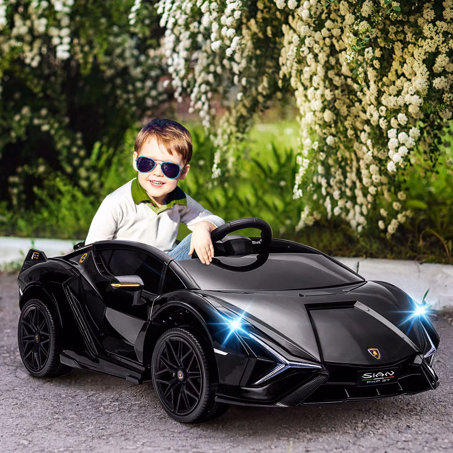 Macchina Elettrica Lamborghini 12V HOMCOM per Bambini 3-5 Anni con Telecomando, Nero – 2
