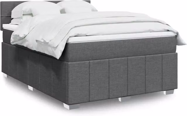 Letto Ibrido vidaXL con Giroletto a Molle e Materasso Grigio e Bianco L/P: 160 x 200 cm