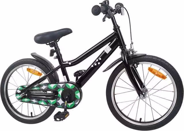 Bicicletta per bambini da 18 pollici nera con struttura in metallo e pneumatici in gomma – 1