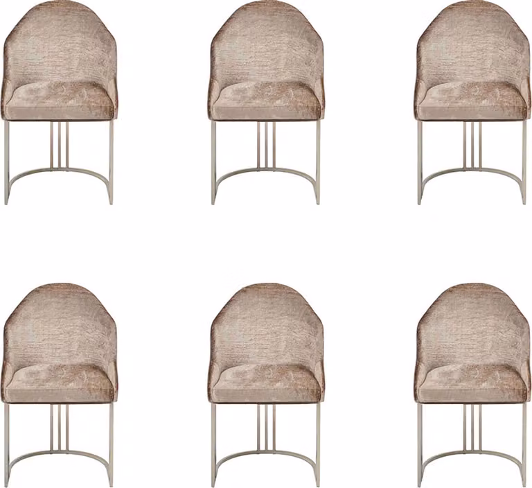 Luxus Esszimmerstuhl 6x Stühle Textildesign Metall zeitgenössische Stuhlmöbel