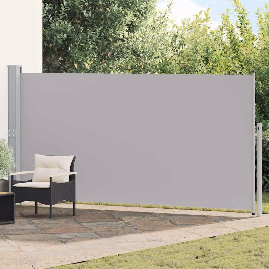 vidaXL Tenda da Sole Laterale Retrattile in Poliestere e Acciaio, Grigia, L: 514 cm, H: 160 cm