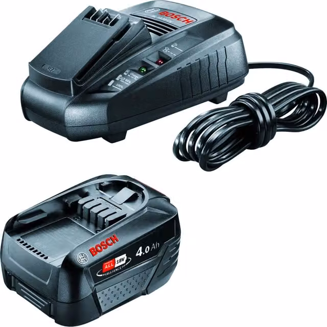 Batteria Bosch 18 V 4,0 Ah con caricabatteria, colore nero