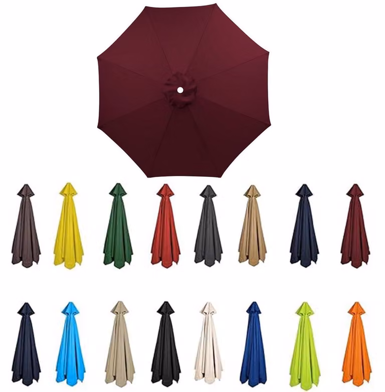 Copertura di ricambio per ombrellone, dimensioni da 3,5 metri a 2 metri, 6/8 stecche, colore rosso vino, protezione UV 50, resistente al vento