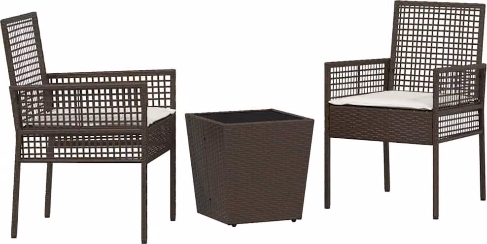 Set Bistro da Giardino 3 pcs Marrone polyrattan