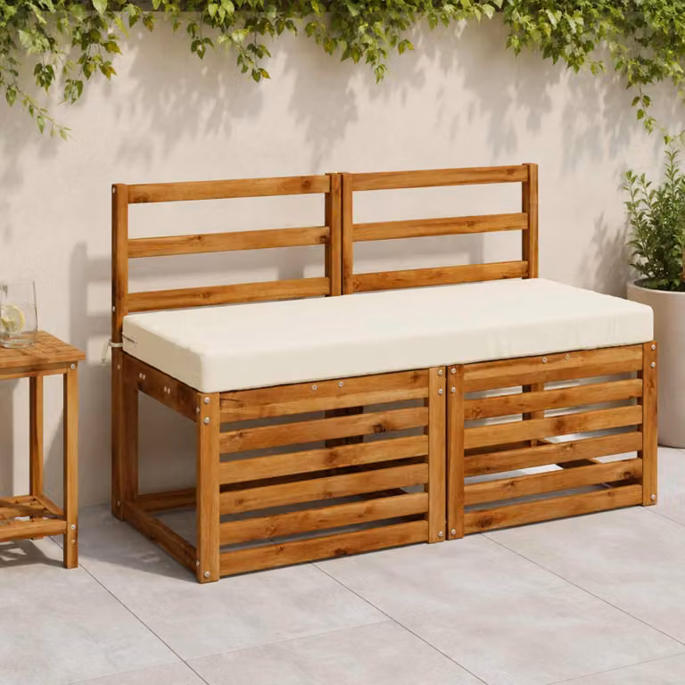 Set di 2 cuscini per panchina vidaXL in poliestere beige, forma rettangolare con fodera rimovibile e resistente ai raggi UV