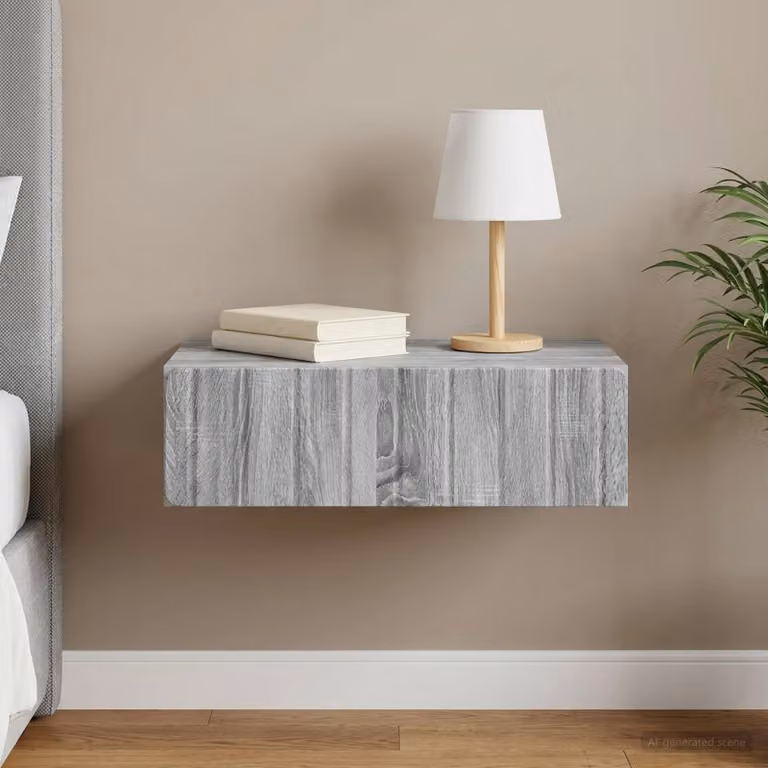 vidaXL Tavolino da Parete Laterale Moderno Grigio Sonoma L/P/H: 59 x 34,5 x 17 cm